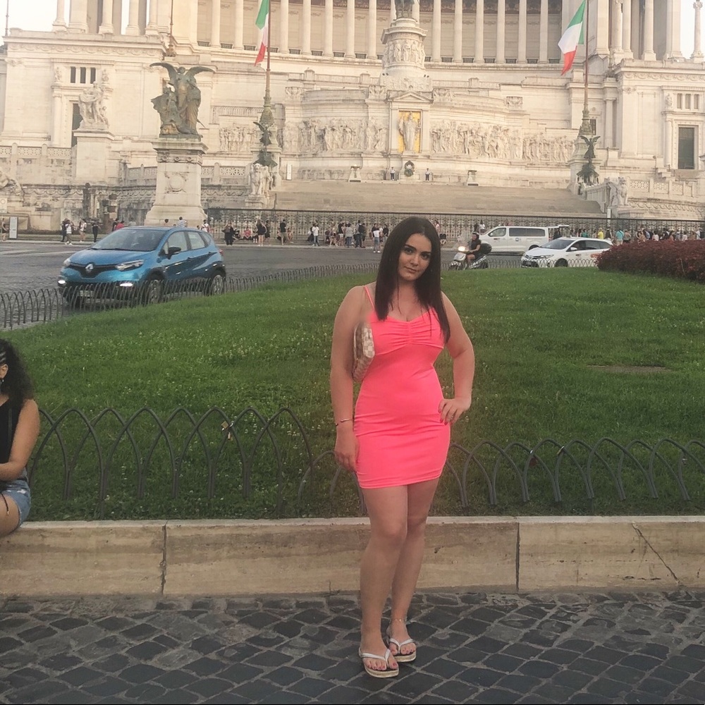 Hot pink mini dress